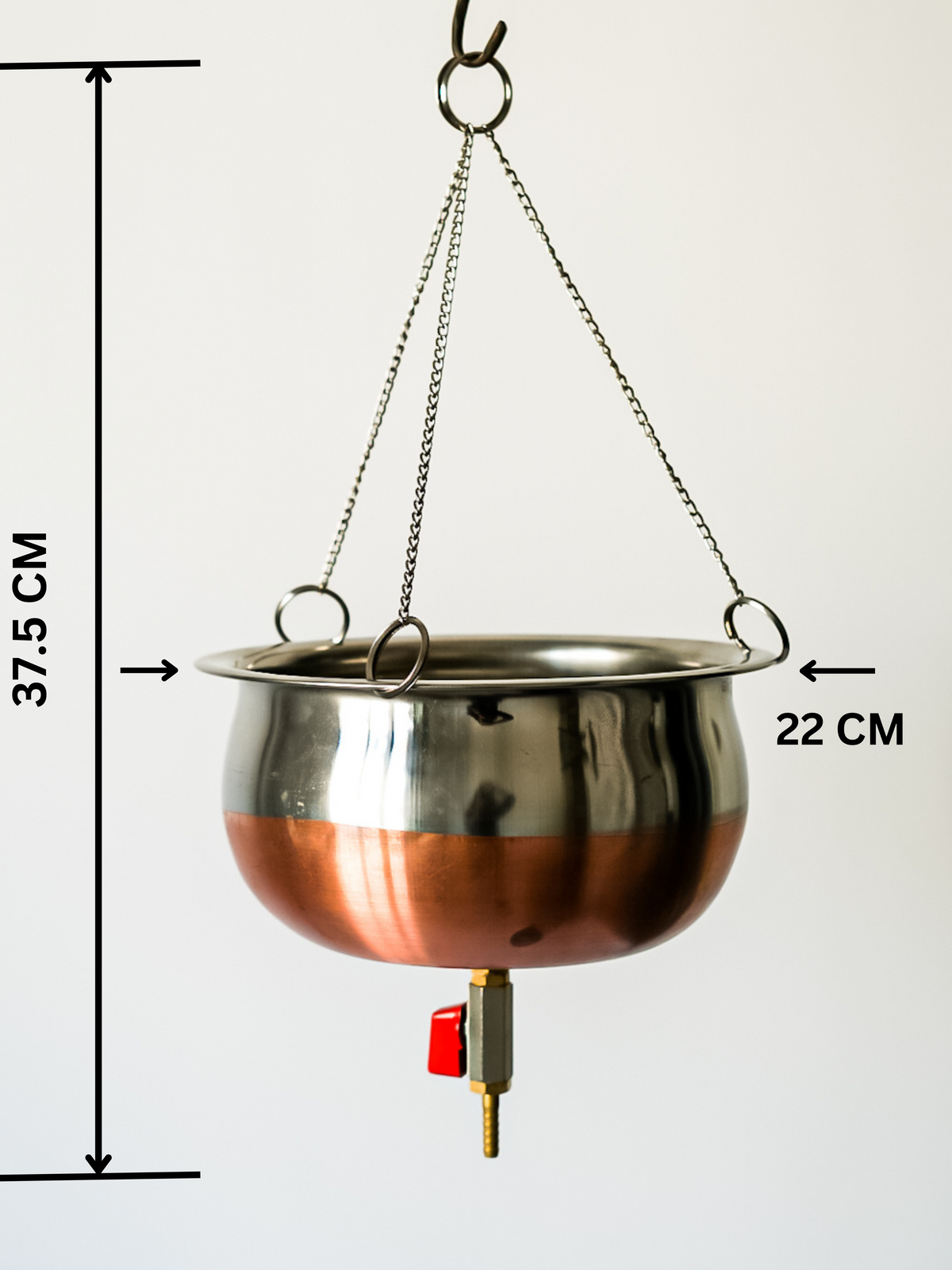 Shirodhara Pot Ayurvedic Equipment with Control Valve and Brass Chain for Panchkarma Abhyanga