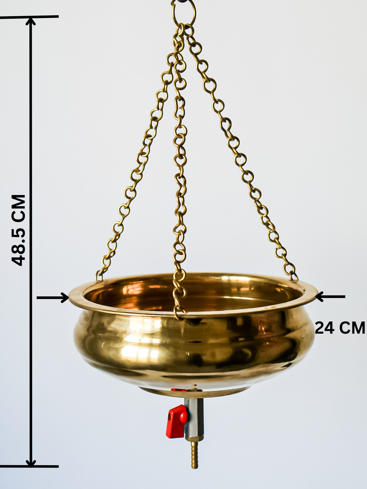 Shirodhara Pot Ayurvedic Equipment with Control Valve and Brass Chain for Panchkarma Abhyanga