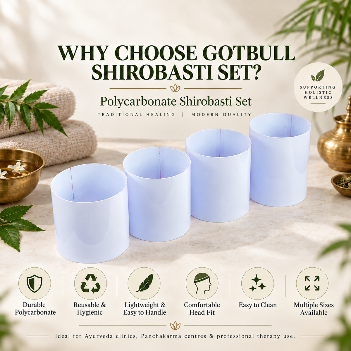 Polycarbonate Shirobasti Set for Ayurvedic Head Oil Therapy & Panchakarma