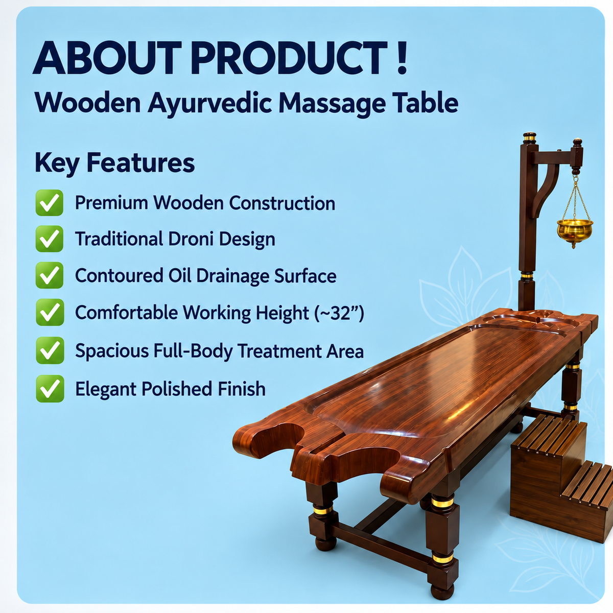 Wooden Ayurvedic Abhyanga & Panchakarma Massage Table