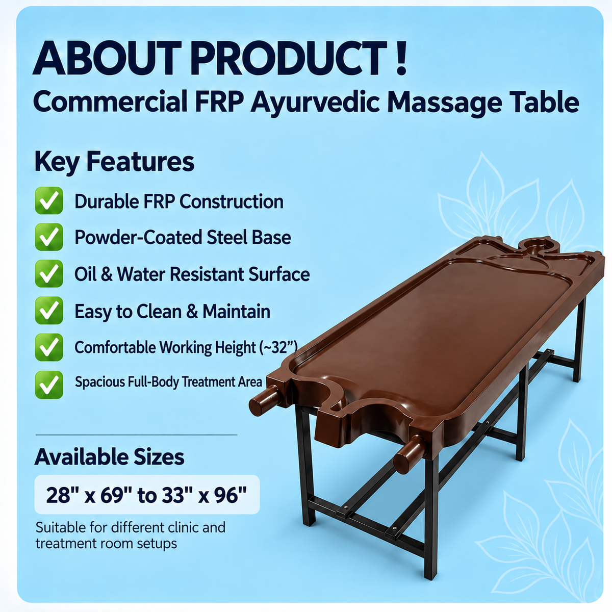 GOTBULL Commercial Series FRP Ayurvedic Abhyanga & Panchakarma Massage Table