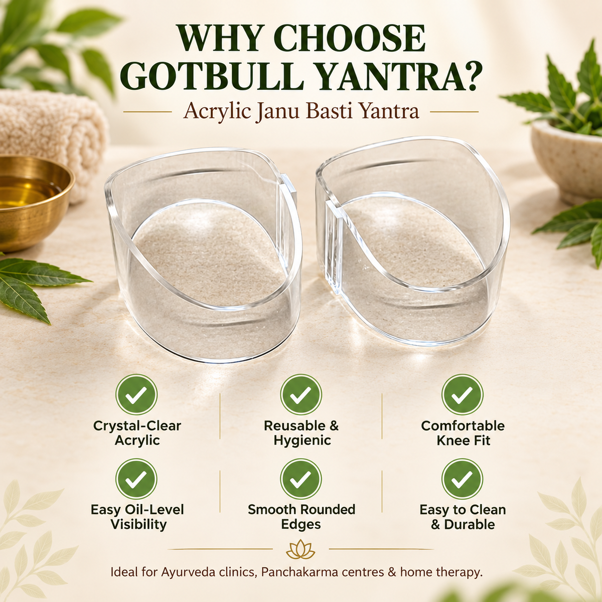 Acrylic Janu Basti Yantra for Ayurvedic Knee Pain Treatment